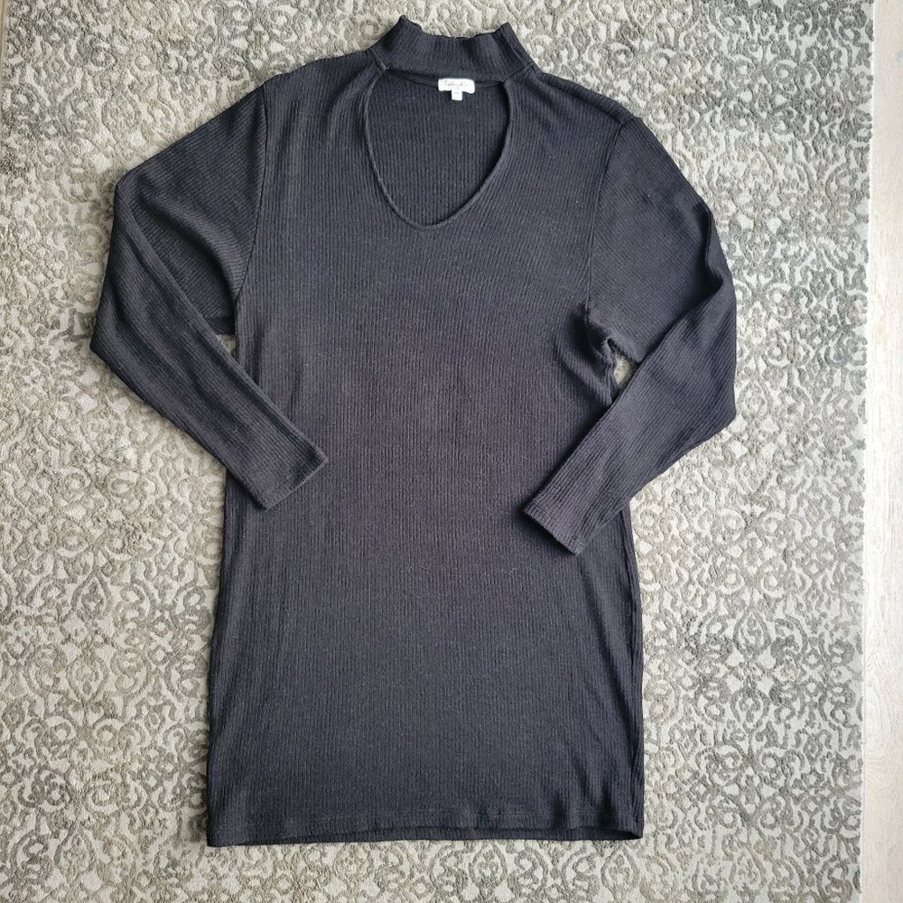 Splendid Long Sleeve Rib Knit Choker Black Top/Sweater or Dress—Size Small - Picture 6 of 10
